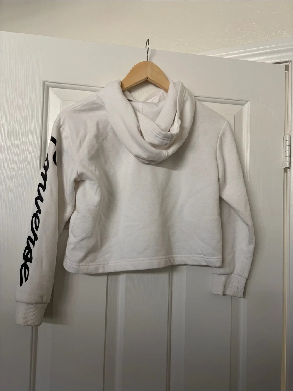 Converse White Cropped All Star Hoodie with Black Logo